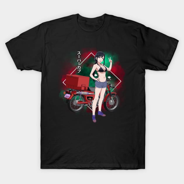 Riding to Discover Super Cub Light Novel Fan Tee Embracing Characters' Inspirational Quests T-Shirt by skeleton sitting chained